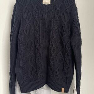 Weatherproof Vintage Men's Navy Sweater Size L Fisherman Cable Knit Chunky